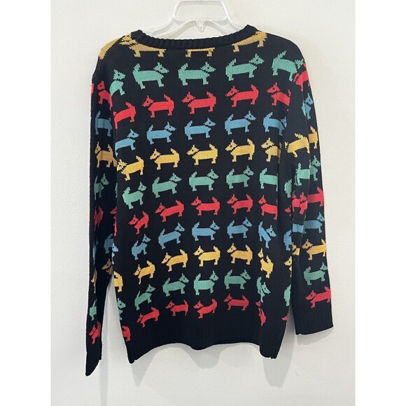Pepaloves Sweater Women’s Large Black Rainbow Dogs Crewneck Novelty Long Sleeve - Picture 2 of 7